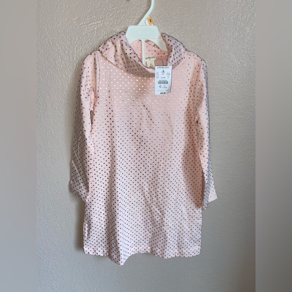 Girls soft pink turtle neck dress